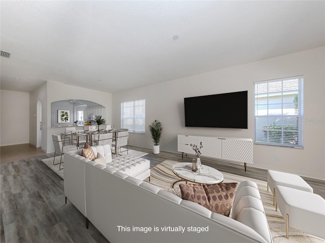 living room featuring hardwood / wood-style flooring