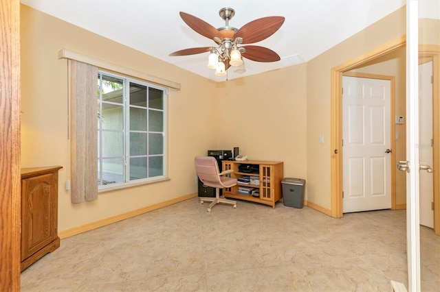 office featuring ceiling fan