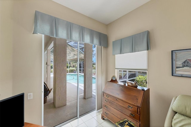 interior space with light tile patterned flooring