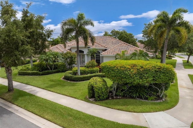 view of front facade with a front yard