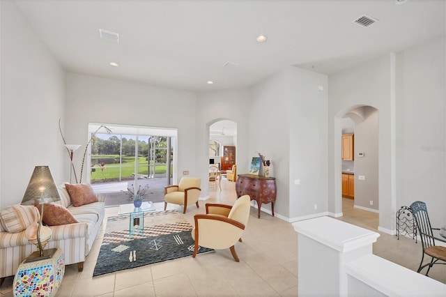 view of tiled living room