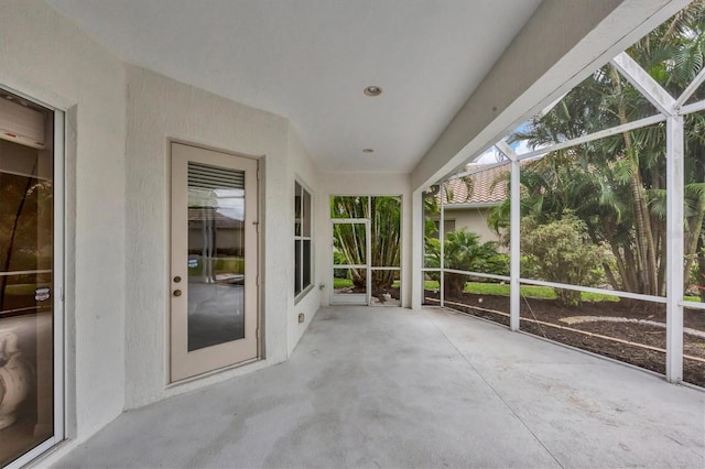 view of unfurnished sunroom