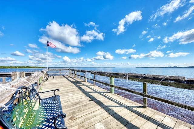 view of dock featuring a water view