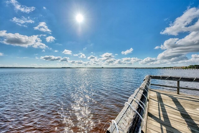 view of dock featuring a water view