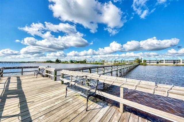 view of dock featuring a water view