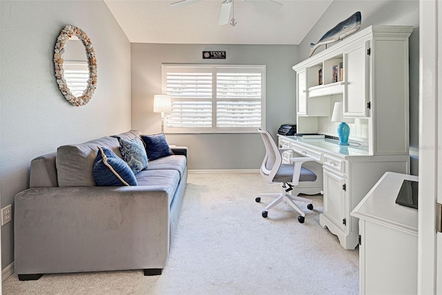 view of carpeted home office