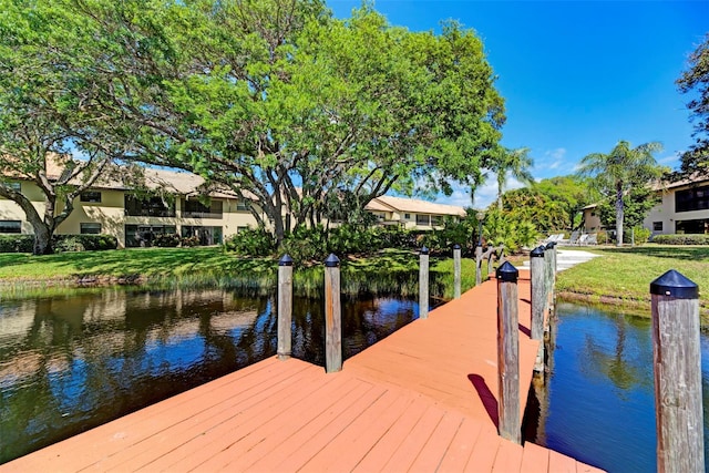 dock area with a water view