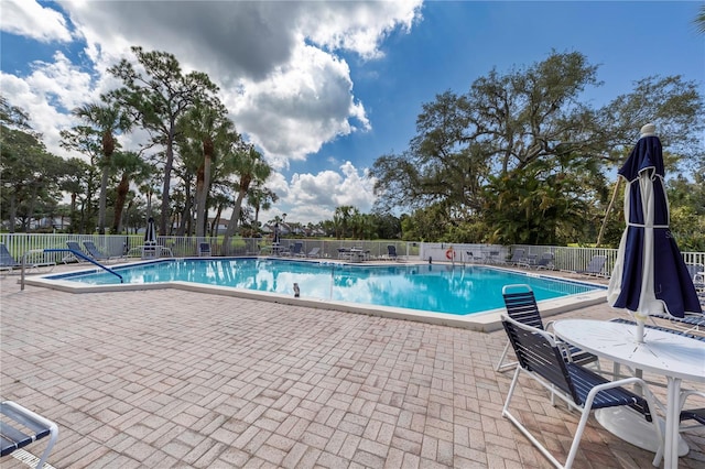 view of pool featuring a patio