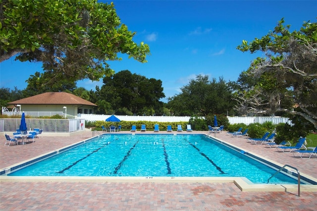 view of pool with a patio area