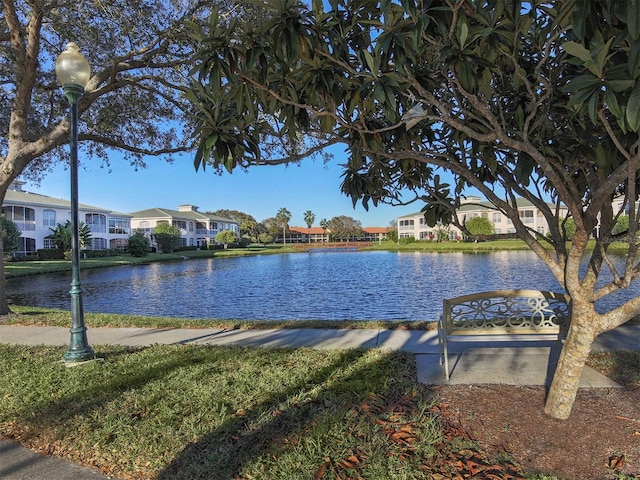 view of water feature with a residential view