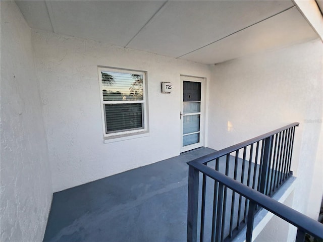 doorway to property with a balcony