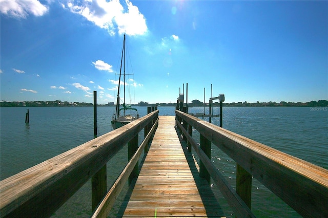 view of dock featuring a water view