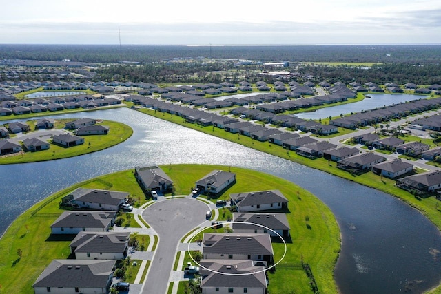 bird's eye view featuring a water view