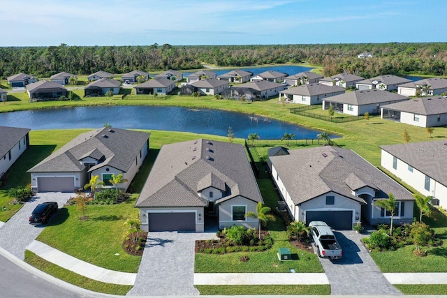 bird's eye view featuring a water view