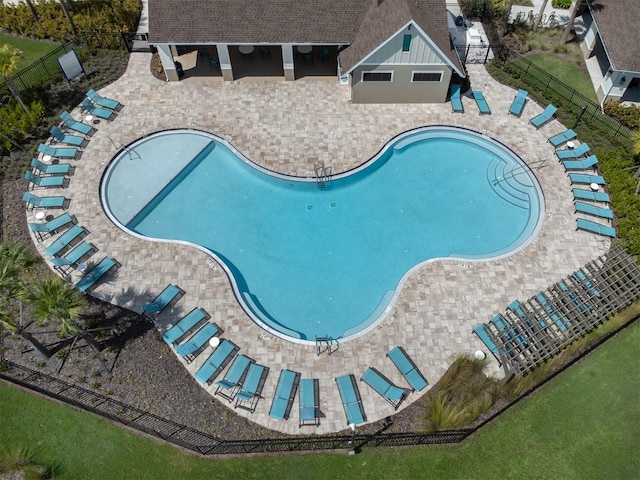 view of pool featuring a patio