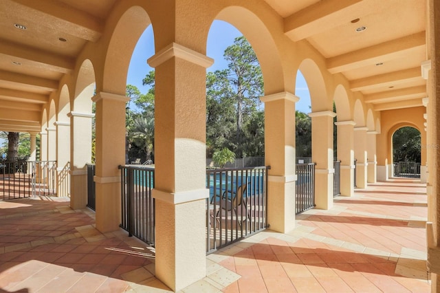 view of patio featuring a porch