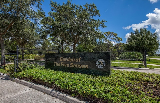 view of community sign