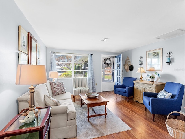 living room featuring light hardwood / wood-style floors