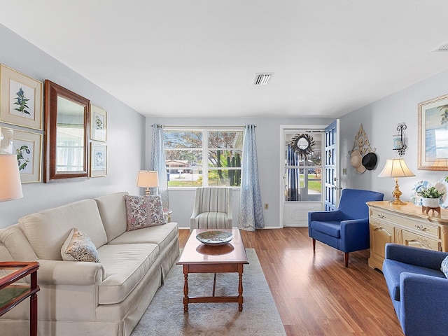 living room with wood-type flooring