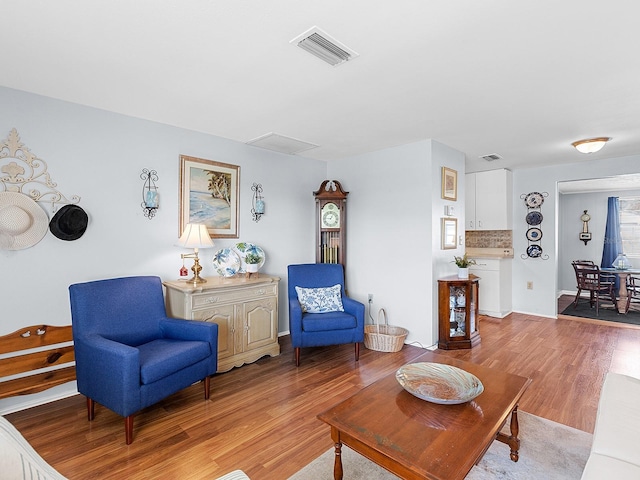 living room with light wood-type flooring