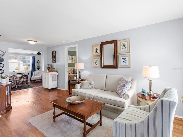 living room with light wood-type flooring