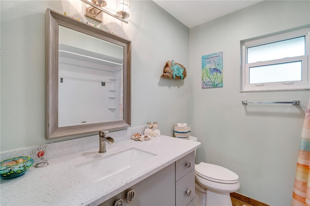 bathroom with toilet and vanity