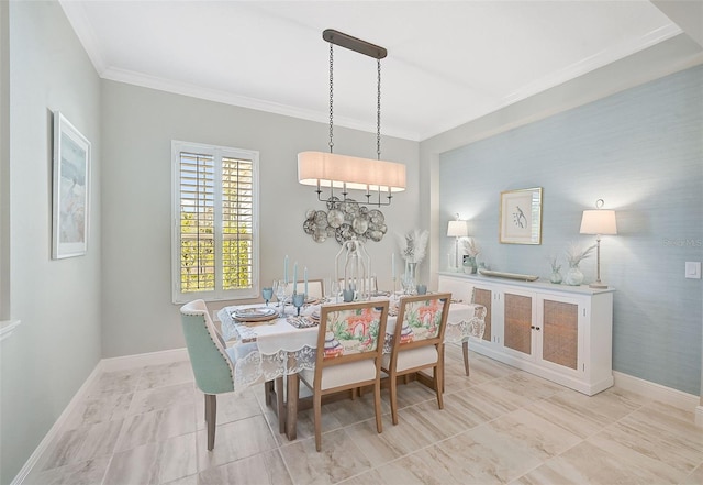 dining room with crown molding