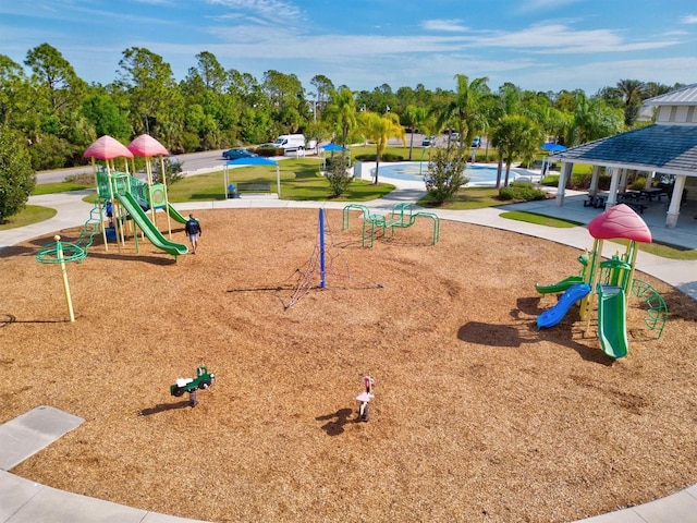 view of community with a playground and a gazebo