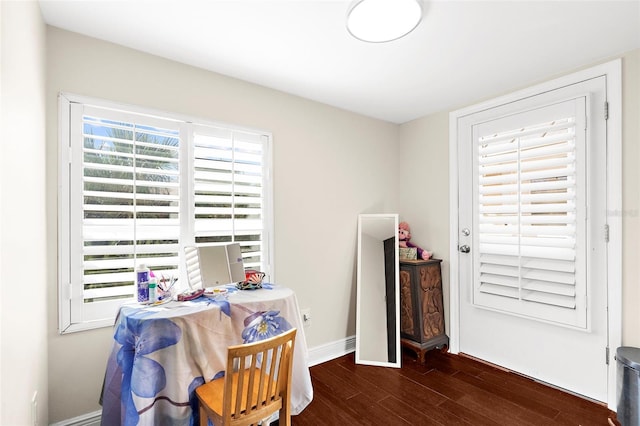 office with dark hardwood / wood-style floors