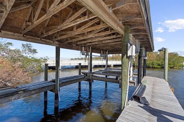 dock area featuring a water view