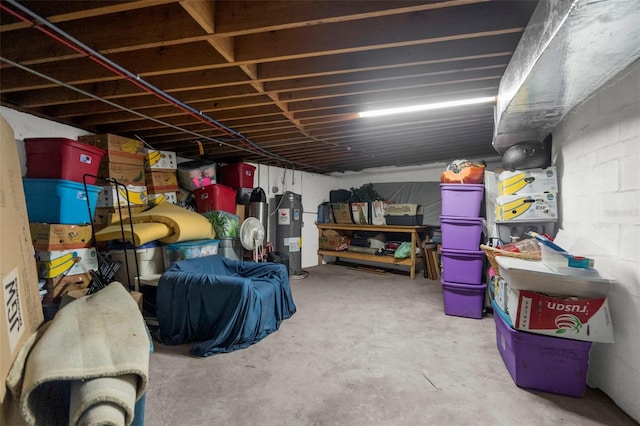storage room featuring electric water heater