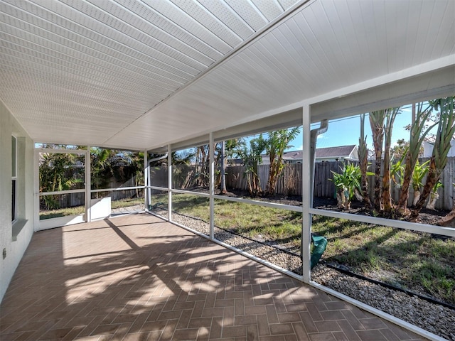 view of unfurnished sunroom