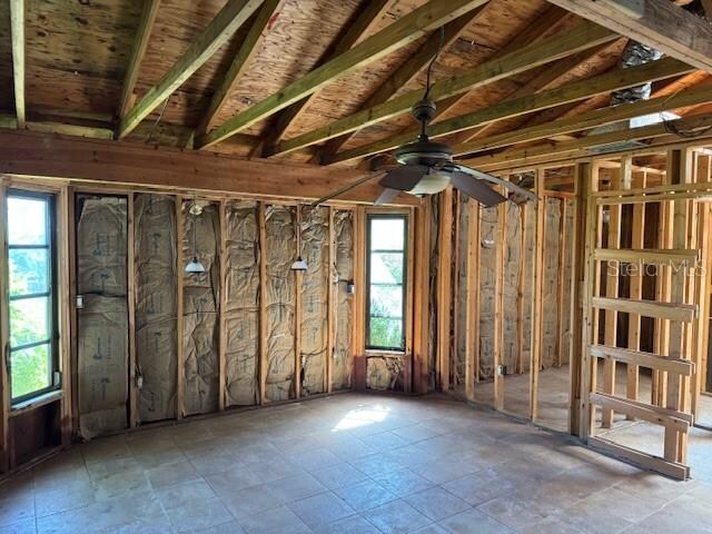 misc room with ceiling fan and plenty of natural light