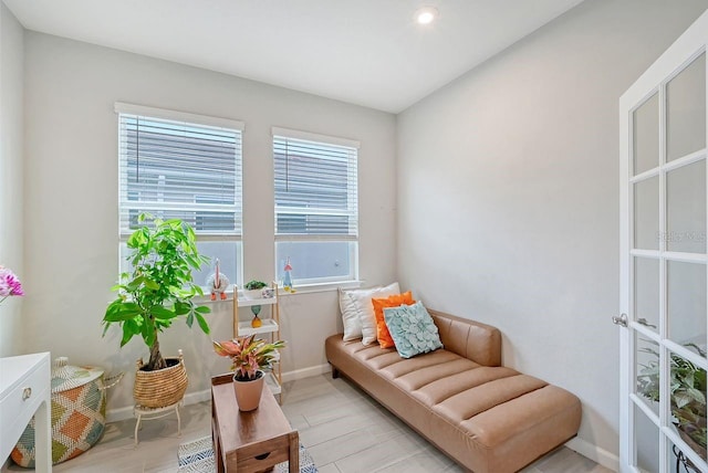 living area featuring light wood-type flooring