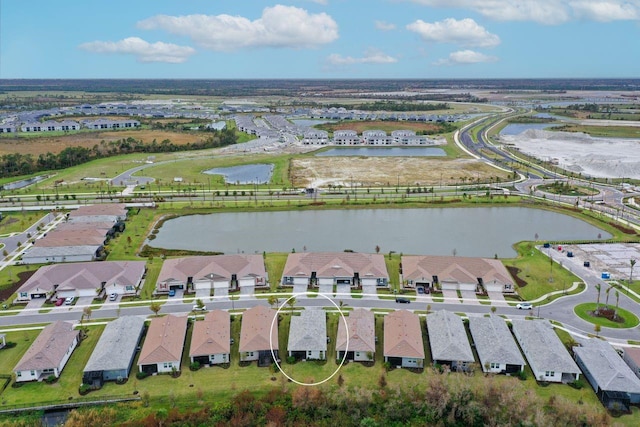 bird's eye view featuring a water view