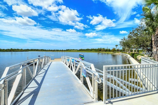 view of dock featuring a water view