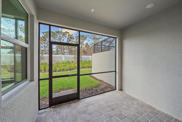 view of unfurnished sunroom