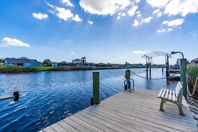 view of dock featuring a water view