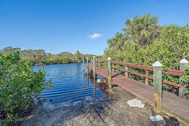 view of dock featuring a water view