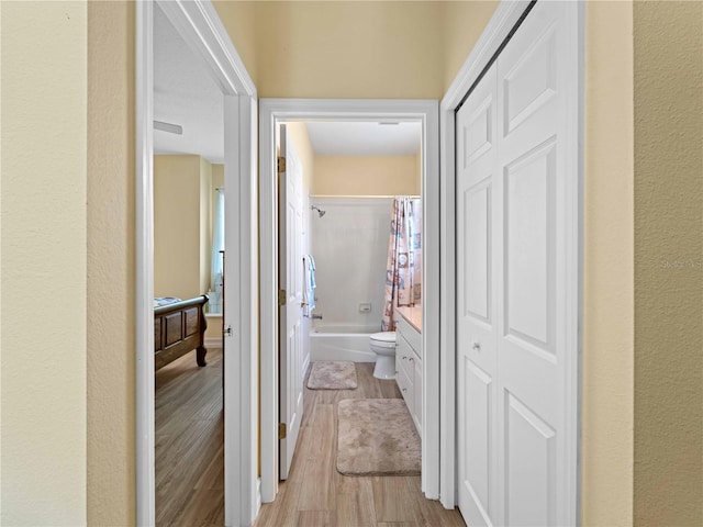 hall featuring light hardwood / wood-style floors