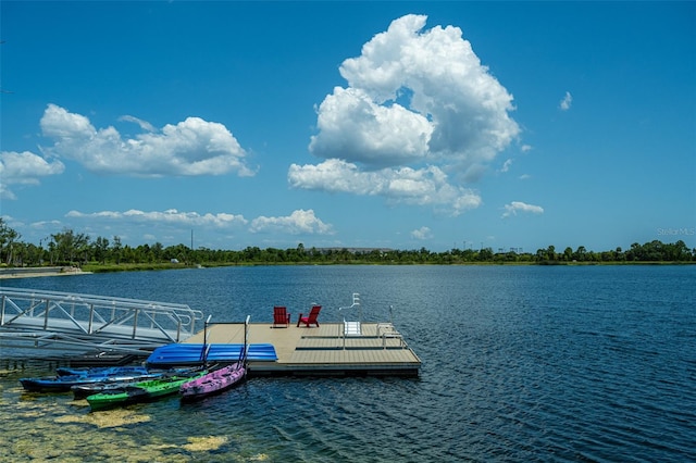 dock area featuring a water view