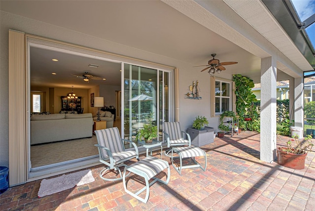 view of patio with ceiling fan