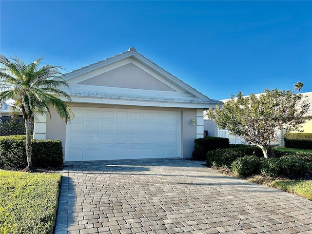 exterior space with a garage