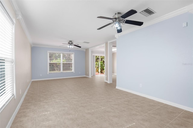 unfurnished room featuring ornamental molding