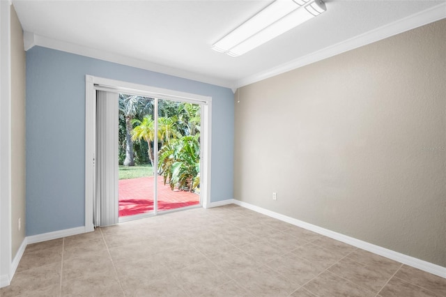 unfurnished room featuring crown molding