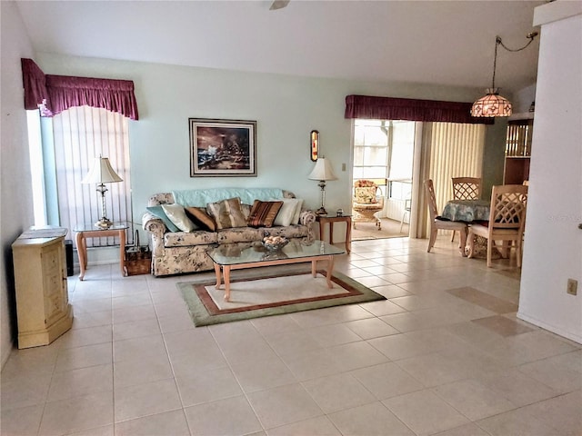 view of tiled living room