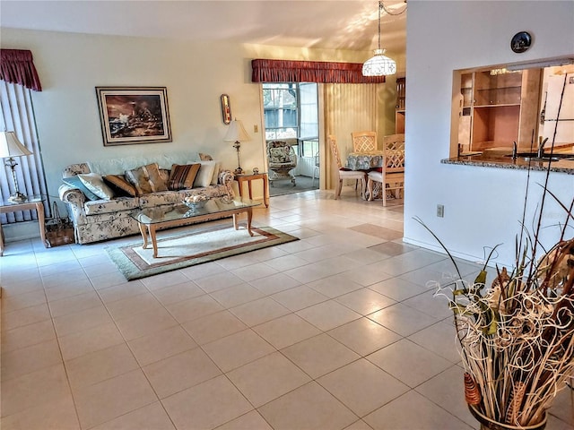 view of tiled living room