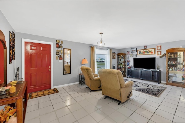 view of tiled living room