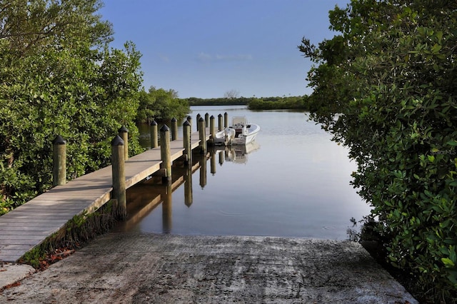 view of dock featuring a water view