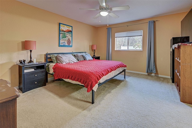 bedroom with carpet and ceiling fan